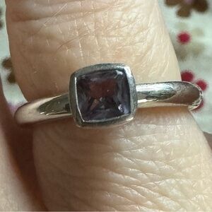 Natural Iolite Square Gemstone Ring Sterling Silver Size 7